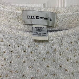 C.D Daniels White Sweater with Gold Beads